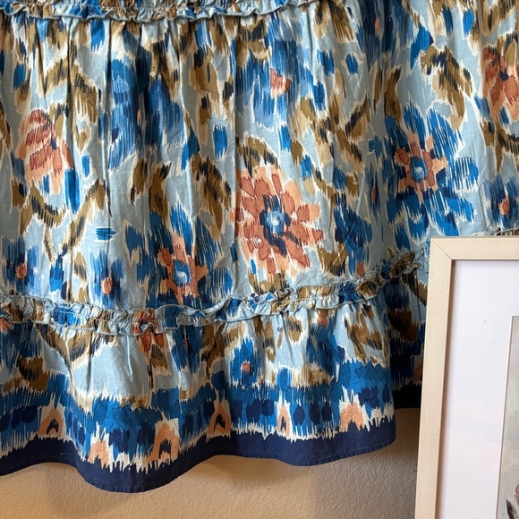 House of Harlow 1960 Zoey Ruched Flutter Sleeves Blue Floral Maxi Dress Size M - Picture 6 of 12